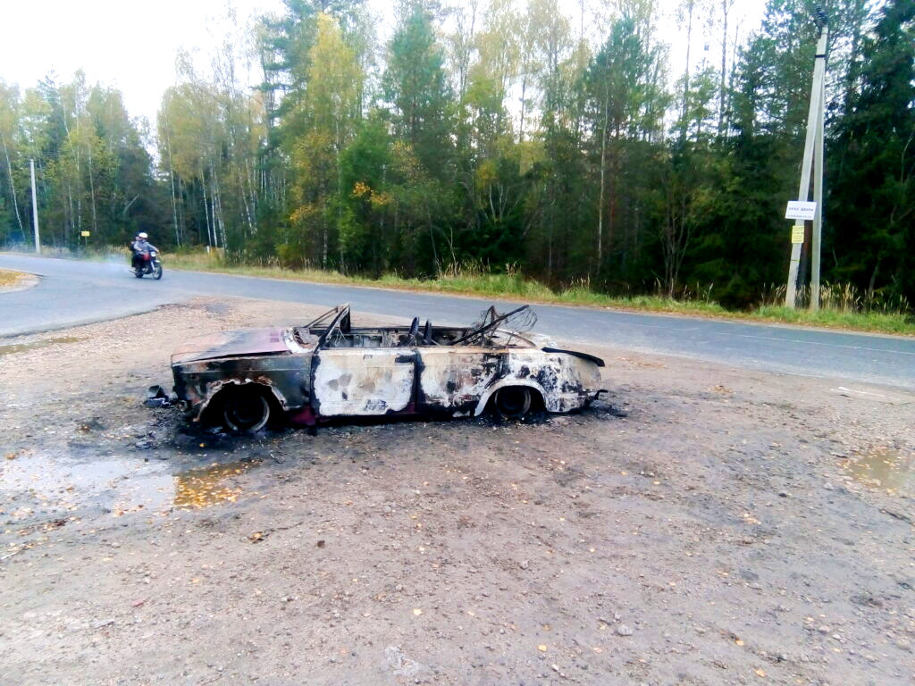 Неизвестный автомобиль сгорел дотла